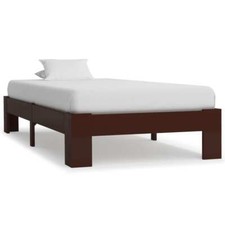 Kiefer Massiv Bettgestell Dunkelbraun Holz Bett Einzelbett 213 x 105 x 30 cm Neu