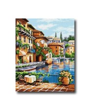 Gobelin Stickbild Stickpackung Gedruckter Stramin und Garn Landschaften 516