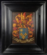 WAPPEN MALEREI NIEDERLANDE DOE PIETERSZ SONNEVELT LILIE SONNE KREUZ ÖL HOLZ 1647
