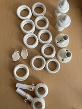 Ringe 20 x Weis Beige Vergilbt Set für Vorhänge Deco mit Wandhalterung