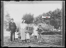 Familie, Kinder, Alte Glasfoto