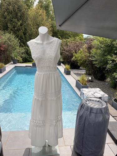 Weißes boho maxikleid mit - weißes,