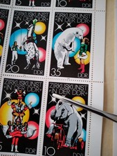 DDR 3 schöne Klbg  2364/7 Zirkus mit Plf. 5. Stern, Meissner Porzellan 2464-2471