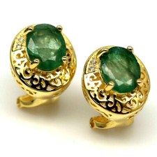 SHOLA Echt Natürlicher Grün Smaragd Ohrringe Sterlingsilber E432