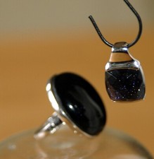 Damenring 925 Silber Blaufluss mit passendem Anhänger 925 Silber