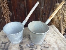 2 alte Zink Schöpf Eimer Zinkeimer Pflanztopf antik Garten Bauer Landhaus Deko