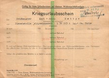 Kriegsurlaubsschein der