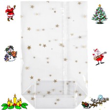 Kreuzbodenbeutel Bodenbeutel Weihnachtsbeutel goldene Sterne Plätzchentüten