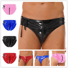 Herren Lackleder Unterhose Glänzend Wetlook Unterwäsche mit Reißverschluss Slips