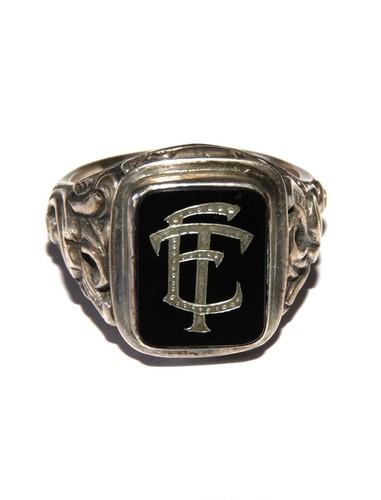 Antiker silber ring onyx - (835),