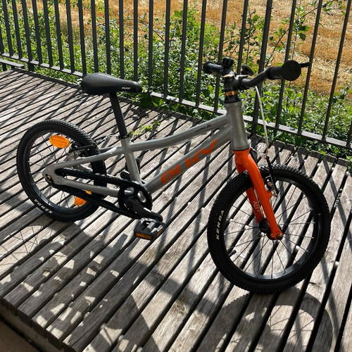 Kinderfahrrad grau orange mit - kinderfahrrad,