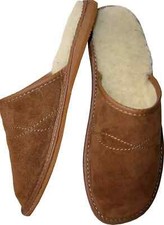 WARME Latschen Hausschuhe Gr.44, Leder +Schurwolle - 2-te Wahl - Ausgang Modele 
