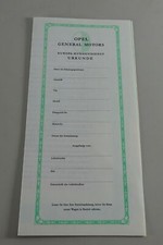 Kundendienst Urkunde Opel Rekord / Kapiän / Blitz von 1960 blanko