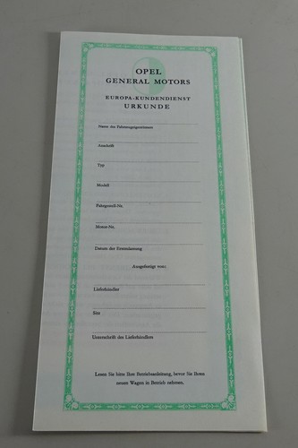 Kundendienst urkunde opel - kundendienst,