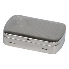Tabakdose Sonne Metall vernickelt mit Clip 8,5 x 5,5 cm