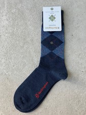Burlington FASHION Socken Damen Gr.36-41 Schurwolle Blautöne Lurex silber Argyle