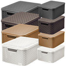 Regalbox Aufbewahrungskorb Deckel Korb Regalkorb Ordnungsbox Kunststoff Rattan