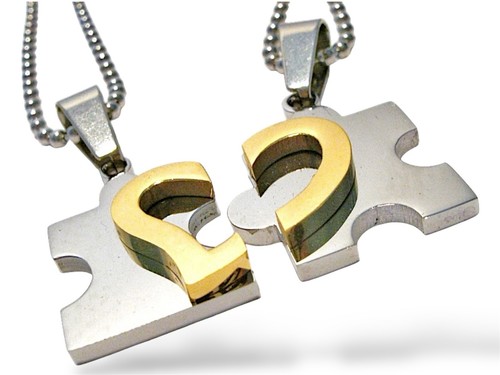 Partnerkette edelstahl puzzle - partnerkette,