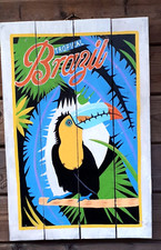 HOLZ Tiki Bar Südsee Maori 60x40cm handgemalt Holz Schild Bild Tropical BRAzIL