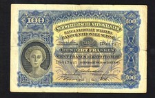SCHWEIZ 1943 , 100 FRANKEN 