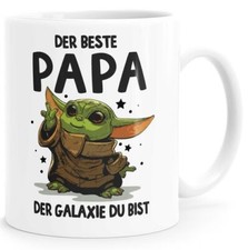 Kaffee-Tasse Papa Sprüche Geschenk Vatertag Lustig Motiv Baby-Yoda mit Spruch