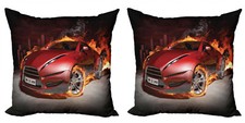 Autos 2 Teiliges Kissenbezugs Set Burnout Reifen Sportwagen