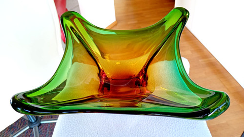 Große schwere glas schale - große,