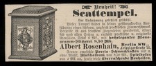 Alte Werbung Reklame 1887 Skattempel Scattempel Albert Rosenhain Berlin