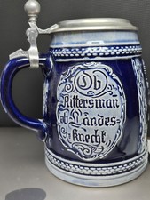Bierkrug Relief Steingut Keramik Zinndeckel Handarbeit MR Marzi und Remi 0,5 Ltr