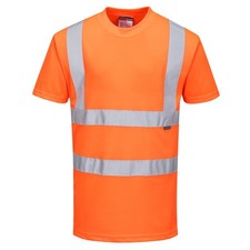 Warnschutz T-Shirt orange UV 40+ Kurzarm Hi Vis Arbeits Warnshirt Bahnindustrie 