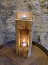 Windlicht Unikat aus altem Holzbalken Stele Laterne Altholz Balkenlicht 45 cm