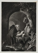 PAYNE (*1812) nach DOW (*1613), Der Einsiedler, Rad. Barock Religiös 1800-1849