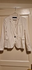 Zara Basic Blazer Jacke Kurz Weiß tailliert stretch Cotton  Gr 40