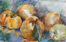 Prof Dr Alfred Behle 1935-97 Apfel Orange Obst Früchte Stilleben Impressionismus