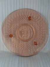 DDR Glas Tortenplatte Kuchenplatte Glasplatte 3 Fuß Rosè Rund 30cm Vintage VEB