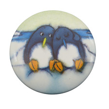 Vintage Button Anstecker Pin Anstecknadel Pinguin Motiv Kunststoff Retro 1993