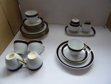 Hutschenreuther Modell Drache Kaffeeservice 6 Personen 21 Teile  Goldrand Kobalt