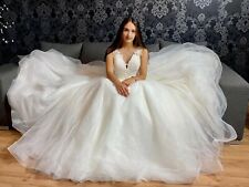 Chiffon Brautkleid Hochzeitskleid Kleid für Braut Luxus off-white Große:36-38