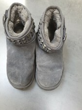 ECHTE LAMMFELL BOOTS  WILDLEDER NIETEN GRAU GR 38 MEGAWARM RJS FUZZIES TOP