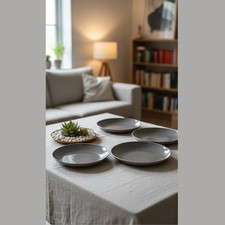 5er set keramik teller grau - set,