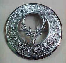 Hirschkopf Kilt Fly Plaid Brosche Silberpolitur 3 "/ Schottische Pins