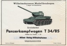 Wilhelmshavener Modellbaubogen 1901 DIN A2 - Panzerkampfwagen Panzer T34/85 1:20