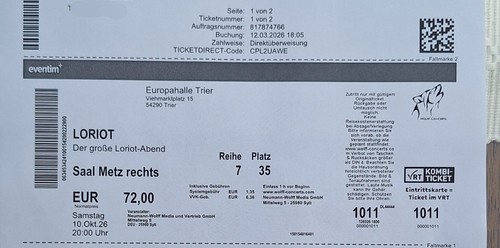 Eintrittskarten loriot - loriot,