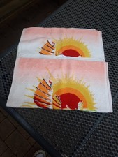 Chinesische Handtücher 2Stk.  Gästehandtücher, DDR Sonne Bunt 75x33cm Vintage