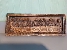 Vintage letzte Abendmahl aus Stein Wandrelief 40x 15x 2,5