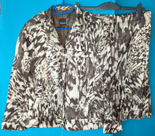 TAIFUN Damen Seidenmix-Set 42/M leicht glänzend Gold-Braun-Khaki Animalprint