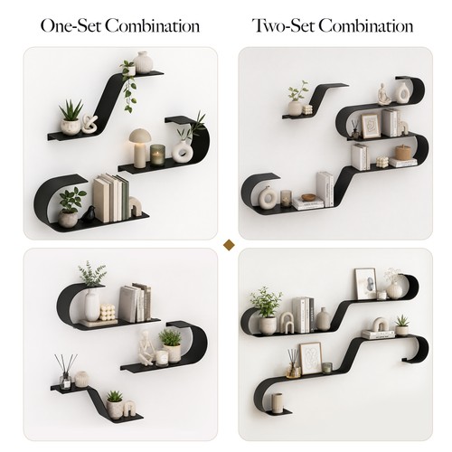 Schweberegale 3er set - 3er-set, schwarz