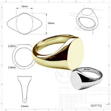 9ct Solide Gelbgold Ovaler