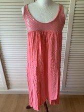 Spezielles Sommerkleid, Strandkleid, Shirtkleid, Apricot, Midi,Pailletten Gr.S/M