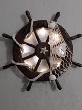  Steuerrad - Holz - 35x6 cm - gestrichen mit Acryllack -- dekoriert mit Fisc